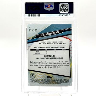 Jude Belingham 2020-21 Topps Finest UCL PINK REFRACTOR Rookie RC #6 078/125 PSA 9 Borussia Dortmund