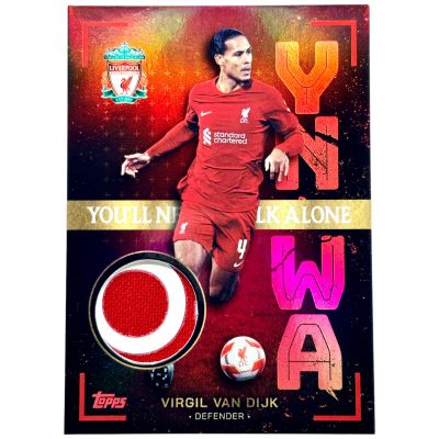 Virgil van Dijk 2022-23 Topps Liverpool Team Set - You will never walk alone Match Worn PATCH RED 2/5 #RE-VD