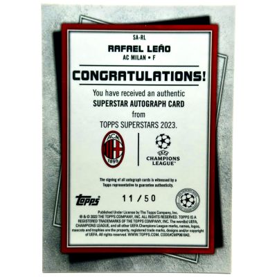 Rafael Leao 2023-24 Topps Superstars AUTO 11/50 #SA-RL AC Milan