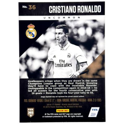Cristiano Ronaldo 2016-17 Panini Black Gold Soccer - 31/75 #36 Real Madrid
