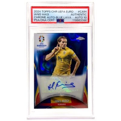 Ianis Hagi 2024 Topps Chrome Euro 2024 - AUTO Blue Lava 08/75 #RCAIH Romania PSA 10 