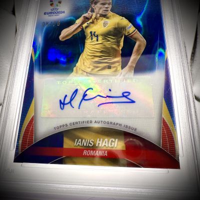 Ianis Hagi 2024 Topps Chrome Euro 2024 - AUTO Blue Lava 08/75 #RCAIH Romania PSA 10 
