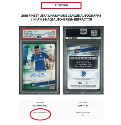 Ianis Hagi 2019-20 Topps FInest UCL AUTO #FA-IH 16/99 Genk PSA 10 POP1