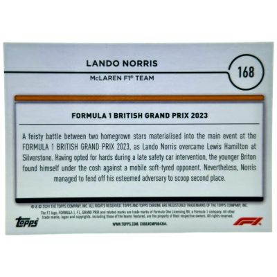 Lando Norris 2024 Topps Chrome F1 - British Grand Prix 2023 09/99 #168