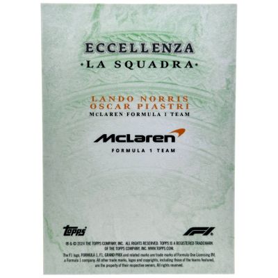 Lando Norris / Oscar Piastri 2024 Topps Eccellenza Formula 1 - La Squadra GREEN 14/99 Mclaren