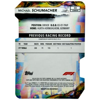 Michael Schumacher 2024 Topps Finest Formula 1 - Common Die-Cut 97/99 #98 Ferrari