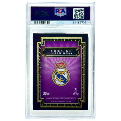 Zinedine Zidane / Jude Bellingham 2023-24 Topps Deco - Then and now PURPLE 5/25 PSA 9 Real Madrid 