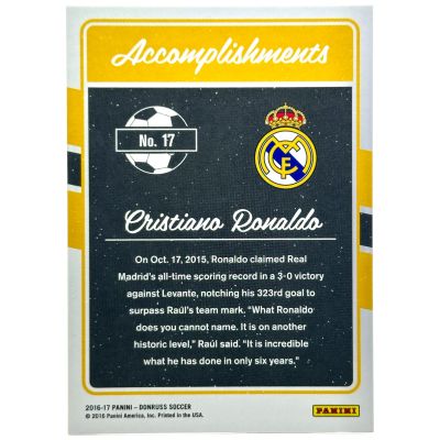 Cristiano Ronaldo 2016-17 Panini Donruss Soccer - Accomplishments Holo #17 Real Madrid 