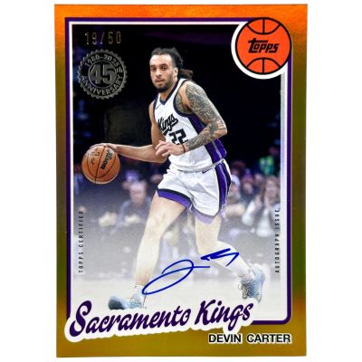 Devin Carter 2024-25 Topps Flagship - AUTO 45th Anniversary GOLD 19/50 #80B2-DC Sacramento Kings