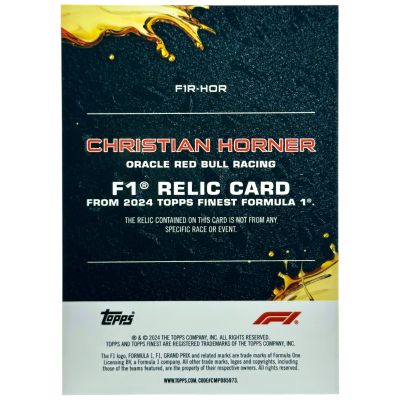 Christian Horner 2024 Topps Finest Formula 1 - Relic Blue Refractor 24/75 #F1R-HOR RedBull