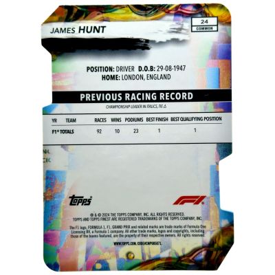 James Hunt 2024 Topps Finest F1 - Common 64/99 Die-Cut #24