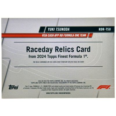 Yuki Tsunoda 2024 Topps Finest Formula 1 - Raceday Relics Green 50/50 #RDR-TSU Visa Cash RB