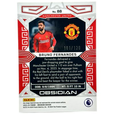 Bruno Fernandes 2023-24 Panini Obsidian 101/120 Manchester United