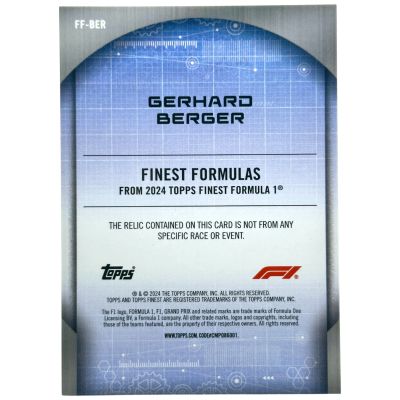 Gerhard Berger 2024 Topps Finest Formula 1 - Relic Memorabilia Refractor 23/99 #FF-BER