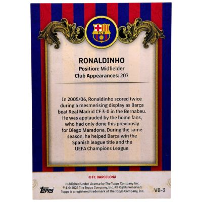 Ronaldinho 2023-2024 Topps FC Barcelona Team Set Vintage 98/99 #VB-4 FC Barcelona