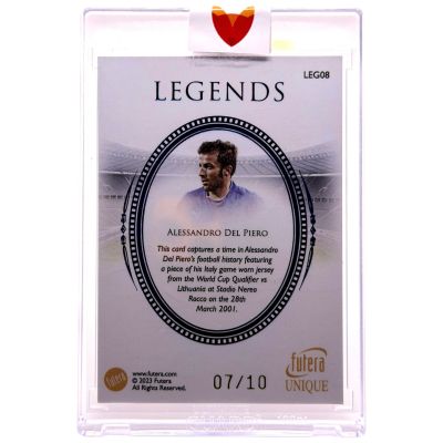 Alessandro Del Piero 2023 Futera Unique - Legends Match Worn Relic 7/10 #LEG08 Italia