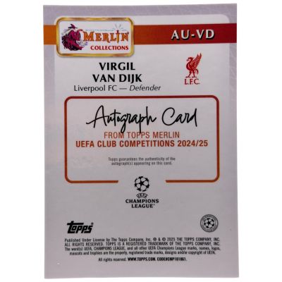 Virgil Van Dijk 2024-25 Topps UCC Merlin AUTO 59/75 #AU-VD Liverpool FC
