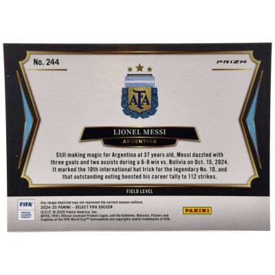 Lionel Messi 2024-25 Panini Select FIFA - Field Level Purple Mojo Prizm #244 Argentina