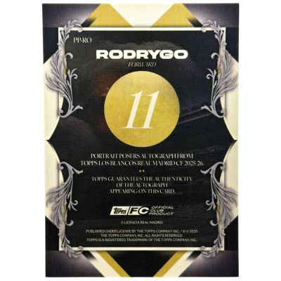 Rodrygo 2025-26 Topps Los Blancos Real Madrid Portrait Poser AUTO #PP-RO Real Madrid