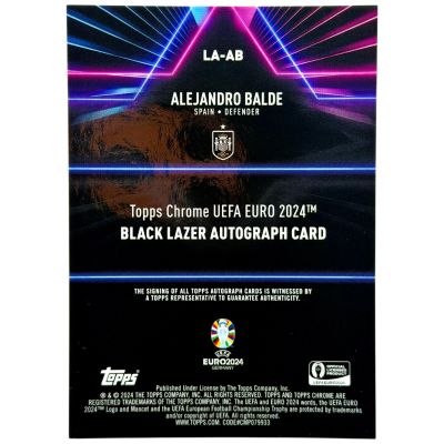 Alejandro Balde 2024 Topps Chrome Euro 2024 Black Lazer AUTO #LA-AB 22/50