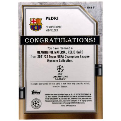 Pedri 2021-22 Topps UCL Museum Collection Relic #MMR-P 33/99 FC Barcelona