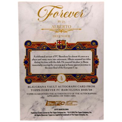 Alberto 2025-26 Topps Forever Blaugrana Vault AUTO #BV-JA 18/75 FC Barcelona