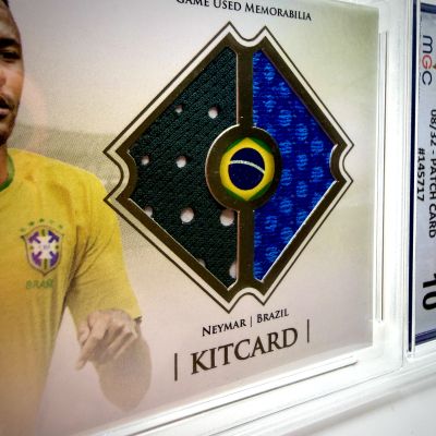 Neymar 2019 Futera Unique Football - Match Worn Double Patch 08/32 #KC17 Brazilia MGC 10