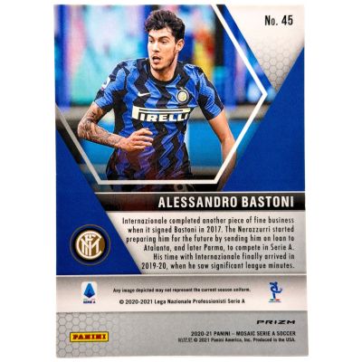 Alessandro Bastoni 2020-21 Panini Mosaic Serie A Soccer #45 Peacock Inter Milano