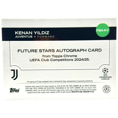 Kenan Yildiz 2024-25 Topps ChromeUCC - Future Stars AUTO #59 80/199 Juventus
