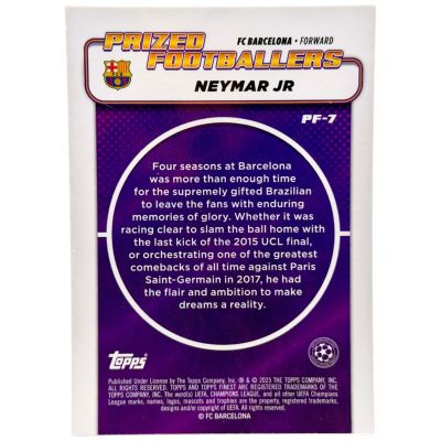 Neymar Jr 2024-25 Topps Finest UEFA Prized Footballers FC Barcelona