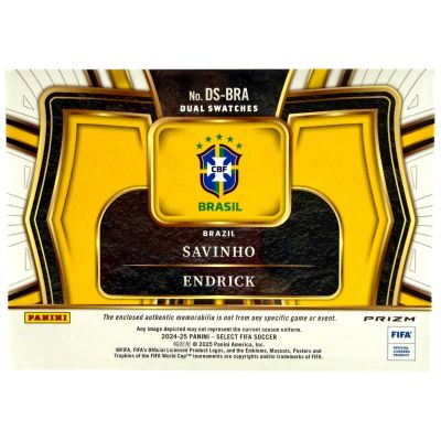 Endrick / Savinho 2024-25 Panini Select Fifa Soccer - Dual Patch PRIZM #DS-BRA Brazilia