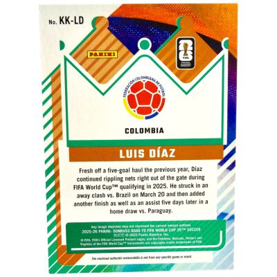 Luis Diaz 2025-26 Panini Donruss Road To World Cup - Kit Kings RELIC #KK-LD Columbia