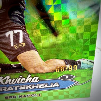 Khvicha Kvaratskhelia 2023-24 Topps Stadium Club Chrome - Green Checkerboard 66/99 #77 Napoli