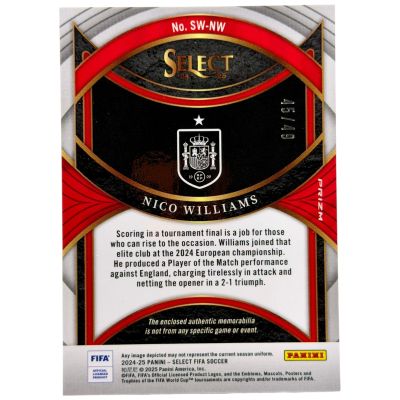 Nico Williams 2024-25 Panini Select Fifa Soccer - Patch Purple 45/49 #SW-NW Spania