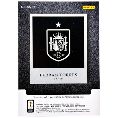 Ferran Torres 2025-26 Panini Noir Road To World Cup - AUTO 06/25 #SN-FT Spania