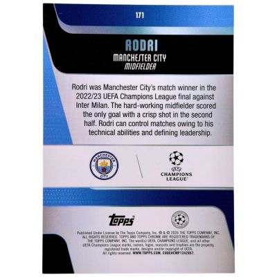 Rodri 2025-26 Topps Chrome UCC - Negative SP #171 Manchester City
