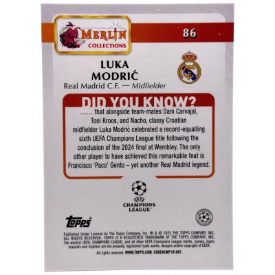 Luka Modric 2024-25 Topps Merlin UCL - 094/125 Pink #86 Real Madrid 