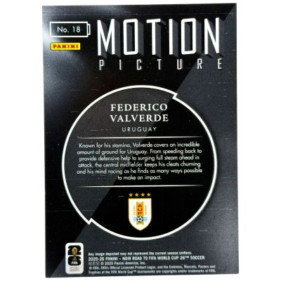 Federico Valverde 2026 Panini Noir Road to FIFA World Cup - Motion Picture 03/30 #18 Uruguay
