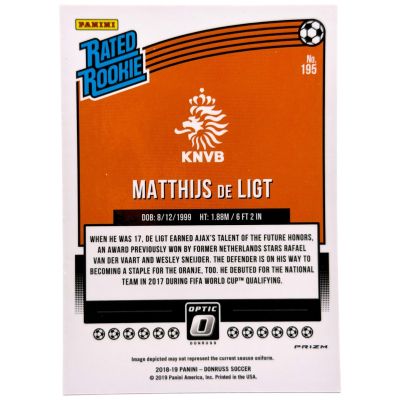 Matthijs De Ligt 2018-19 Panini Donruss Soccer - Rated Rookie #195 Olanda