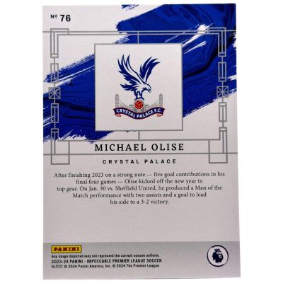Michael Olise 2023-24 Panini Impeccable Premier League - EMERALD 4/5 #76 Crystal Palace