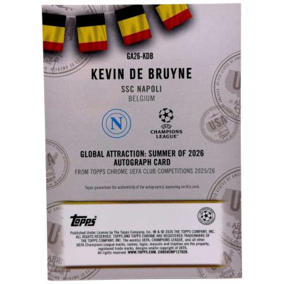 Kevin de Bruyne 2025-26 Topps Chrome UCC - Global Attractions AUTO 96/99 #GA26-KDB Napoli