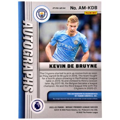 Kevin De Bruyne 2021-22 Panini Mosaic Premier League - AUTO Mosaic #AM-KDB Manchester City