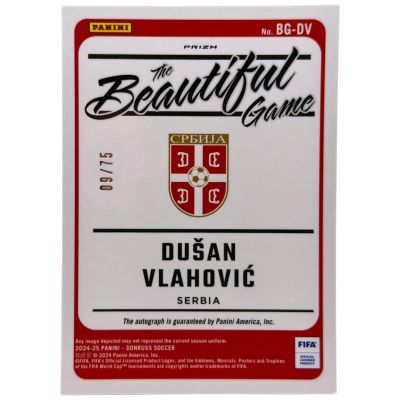 Dusan Vlahovic 2024-25 Panini Donruss Soccer – The Beautiful Game AUTO Dragon Scale 09/75 #BG-DV – Serbia