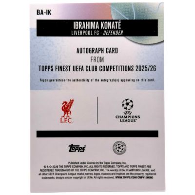 Ibrahima Konaté 2025-26 Topps Finest UCC – AUTO #BA-IK – Liverpool FC