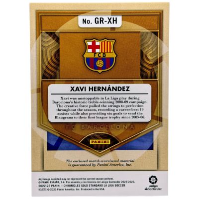 Xavi Hernandez 2022-23 Panini Chronicles Gold Standard - Gold Rush Match Worn RELIC  66/99 #GR-XH FC Barcelona 