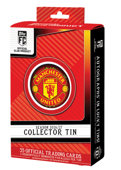 Topps Manchester United Collector Tin 2026/27 – 35 Cards, 2 Numbered Parallels & Autographs in Lucky Boxes