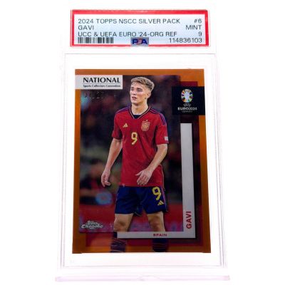 Gavi Topps National Collectors Convention 2024 orange refractor 24/25 PSA 9 #SC-6 Barcelona Fc 