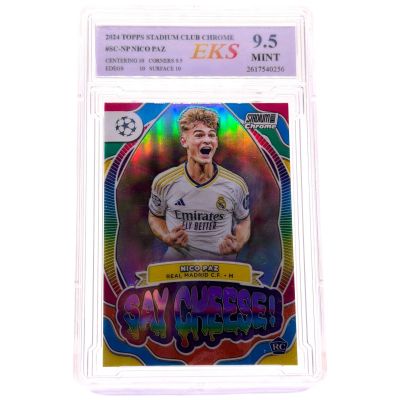 Nico Paz 2023-24 Topps Chrome Stadium - Say Cheese Rookie RC Refractor #SC-NP Real Madrid EKS 9.5