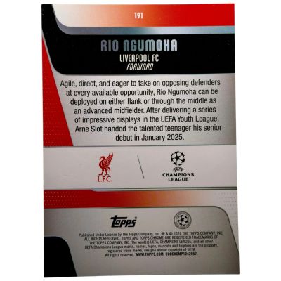 Rio Ngumoha 2026 Topps Chrome RC #191 7/50 Liverpool FC
