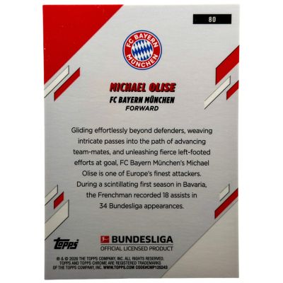 Michael Olise 2025- 26 Topps Chrome Bundesliga 28 /75 Purple Lava Bayern München